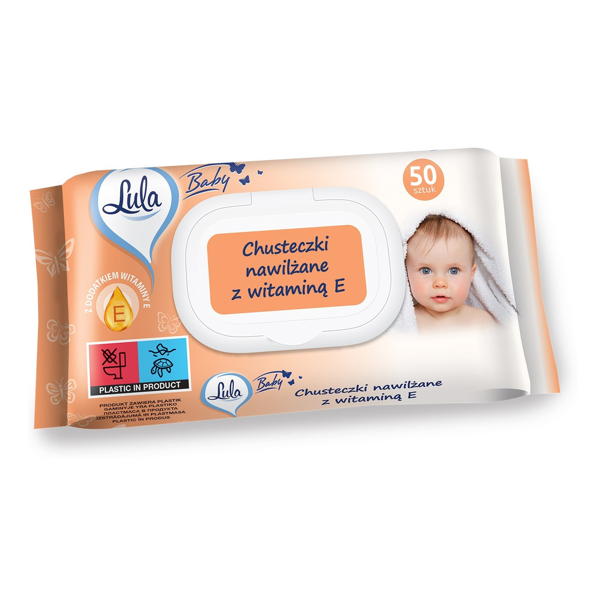 Lula Baby Chusteczki nawilżane dla niemowląt i dzieci-z witaminą e 1op.-50szt