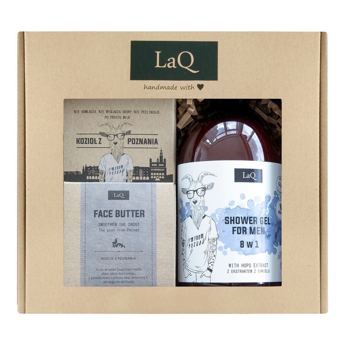 Laq Zestaw prezentowy dla mężczyzn Kozioł (żel pod prysznic 500ml+masło 50ml+mydło kostka )