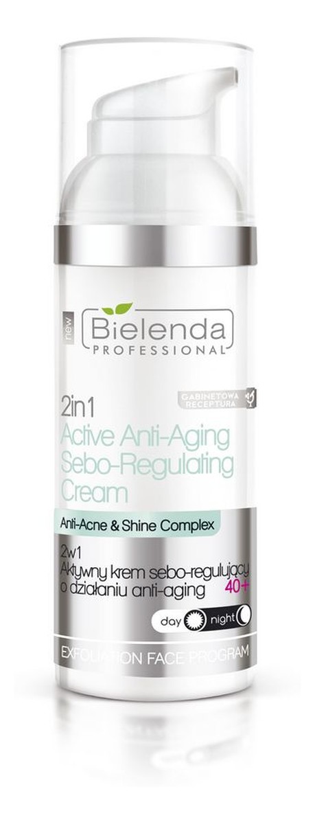 40+ aktywny krem o działaniu ANTI-AGING skóra mieszana tłusta trądzikowa dojrzała