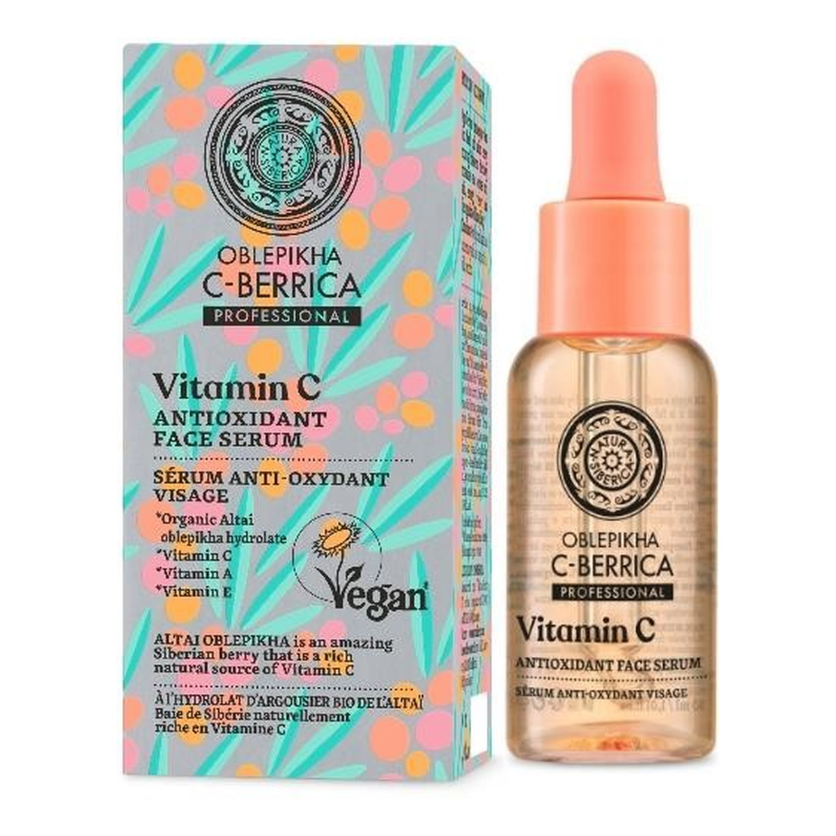 Natura Siberica OBLEPIKHA C-BERRICA Wegańskie, antyoksydacyjne serum do twarzy z witaminą C i hydrolatem z rokitnika ałtajskiego 30ml