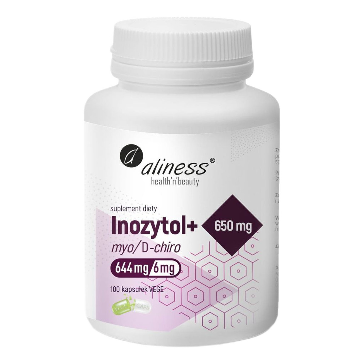 Aliness Inozytol myo/d-chiro 650mg + b6 suplement diety 100 kapsułek