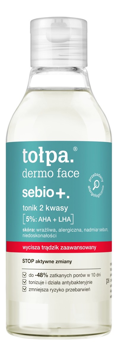 Dermo face sebio+ tonik do twarzy 2 kwasy 5%: aha+lha