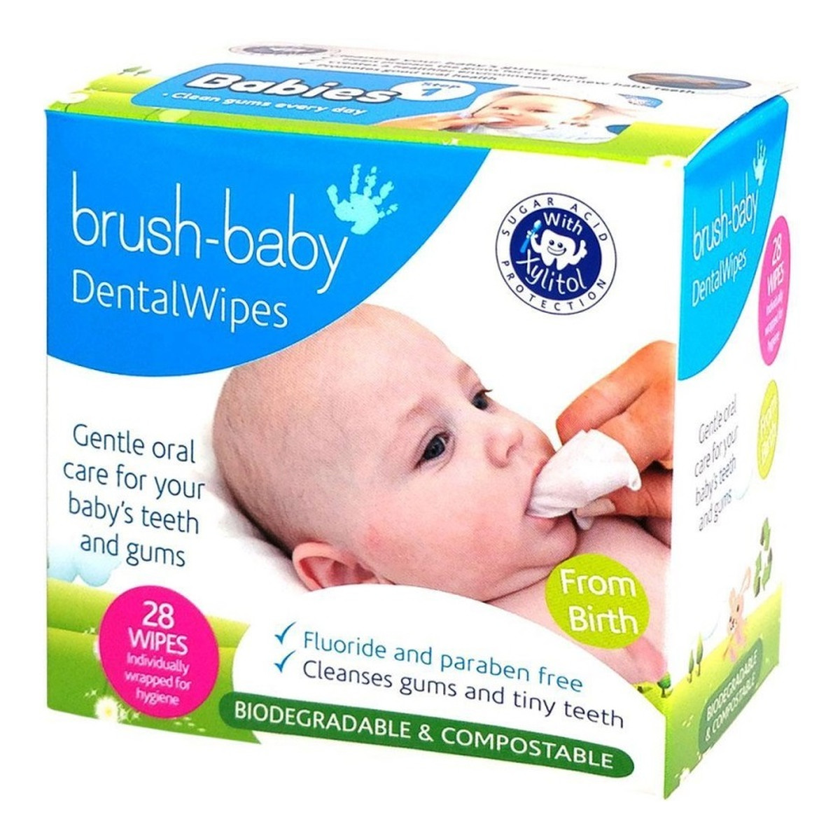 Brush-Baby Dentalwipes chusteczki do czyszczenia dziąseł i zębów mlecznych 28szt.