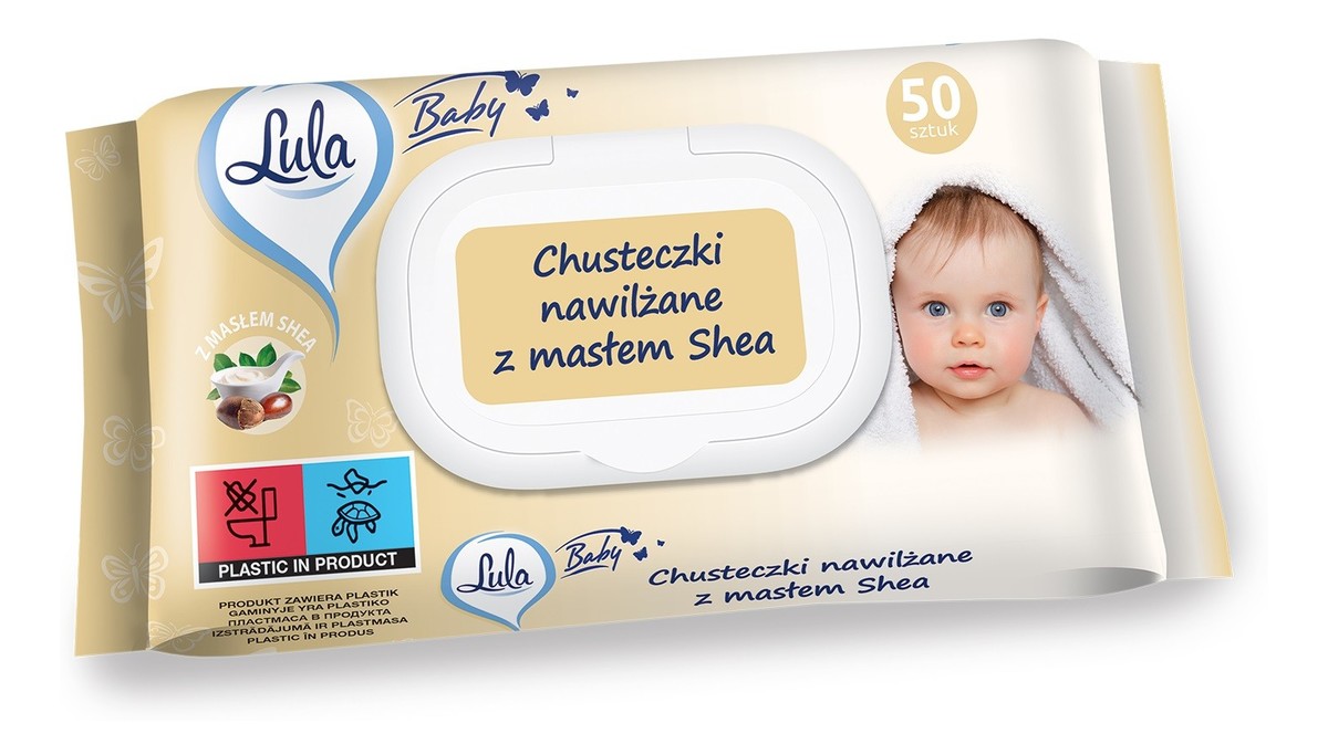 Chusteczki nawilżane dla niemowląt i dzieci-z masłem shea 1op.-50szt