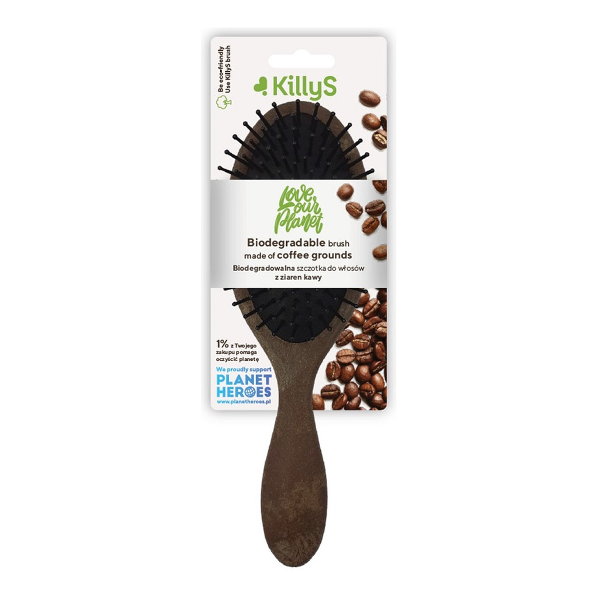 KillyS Biodegradable brush biodegradowalna szczotka do włosów z ziaren kawy