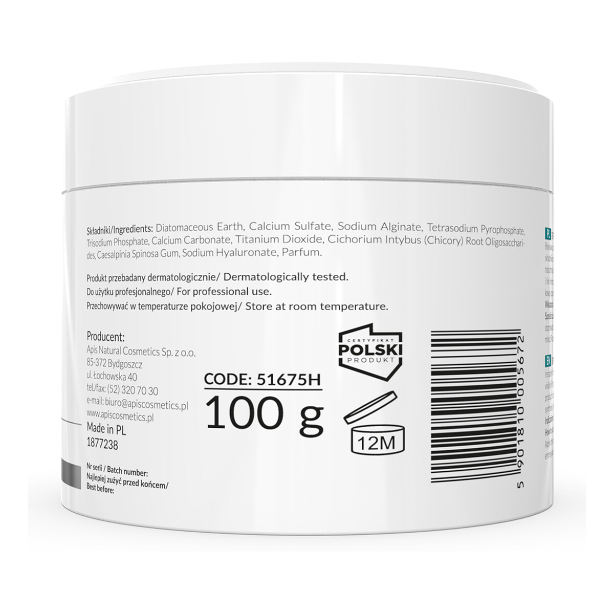 Apis Express Lifting Maska algowa intensywnie napinająca z kompleksem TENS’UP™ 200g