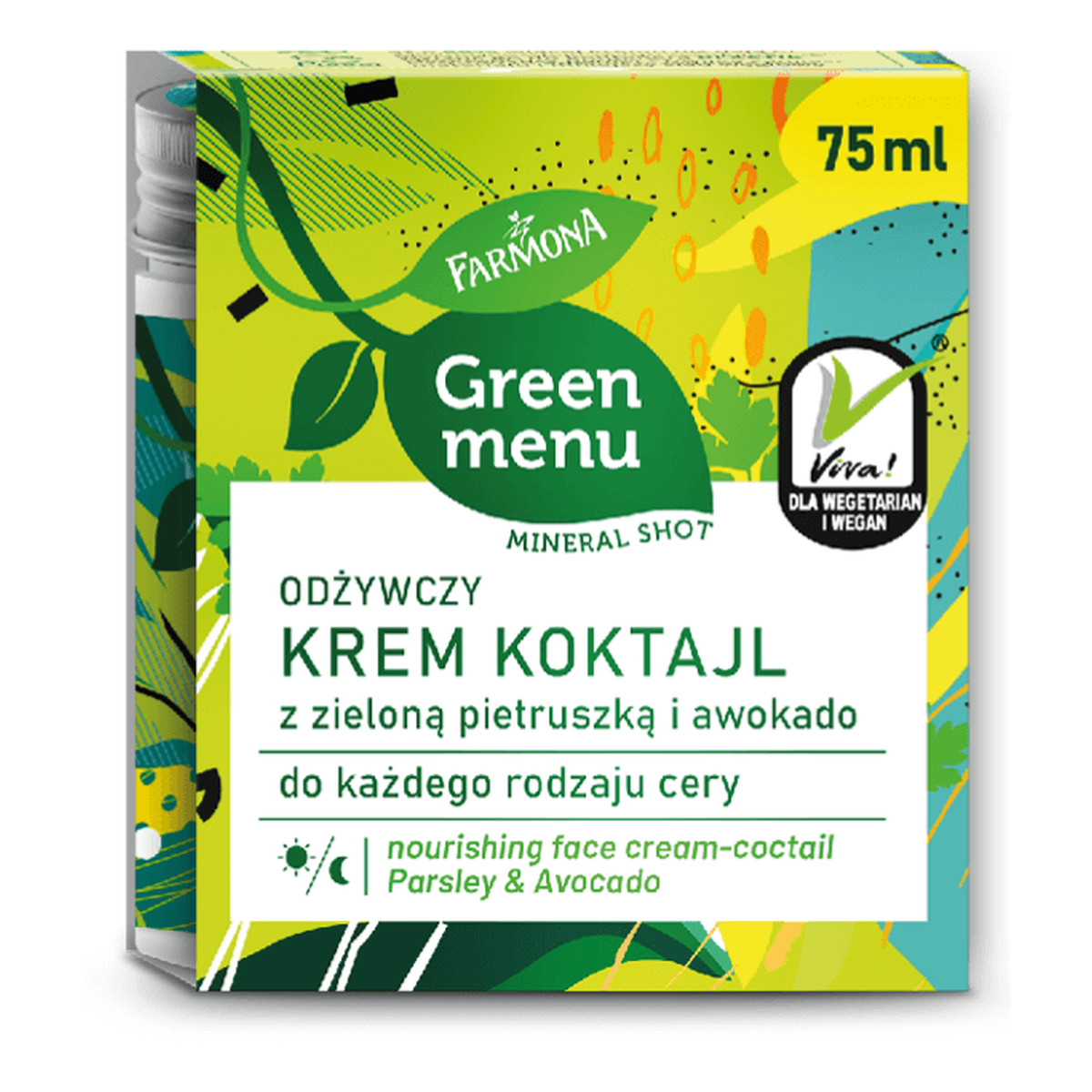 Farmona GREEN MENU Odżywczy Krem Koktajl z zieloną pietruszką i awokado na dzień i noc - każdy rodzaj cery 75ml