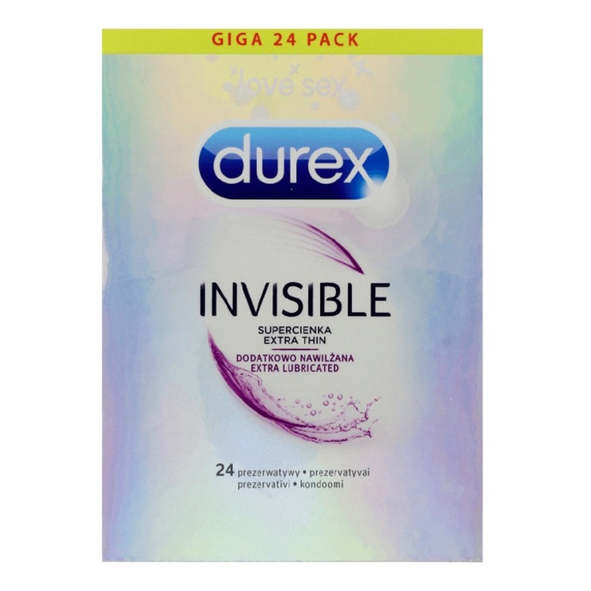 Durex Invisible Extra Thin Extra Lubricated super cienkie prezerwatywy dodatkowo nawilżane 24szt