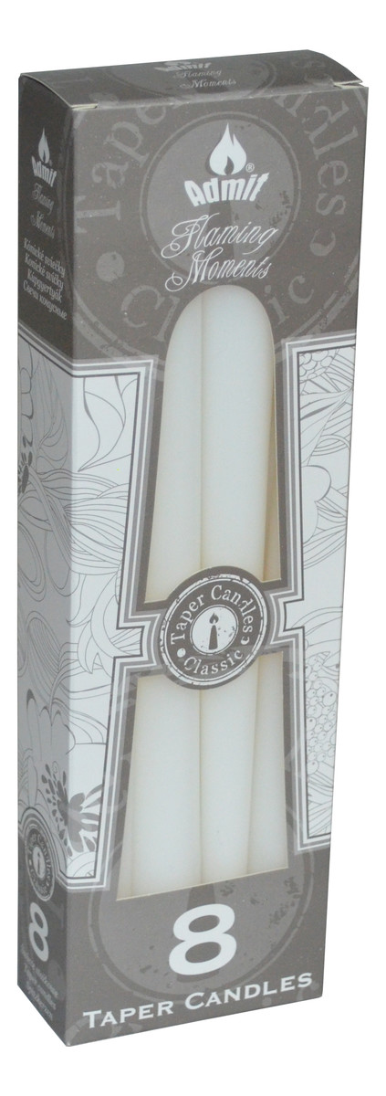 ŚWIECA STOŻKOWA 24CM BIAŁA 8szt