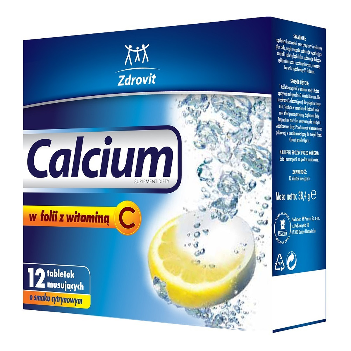 Zdrovit Calcium w folii z witaminą C suplement diety 12 tabletek musujących