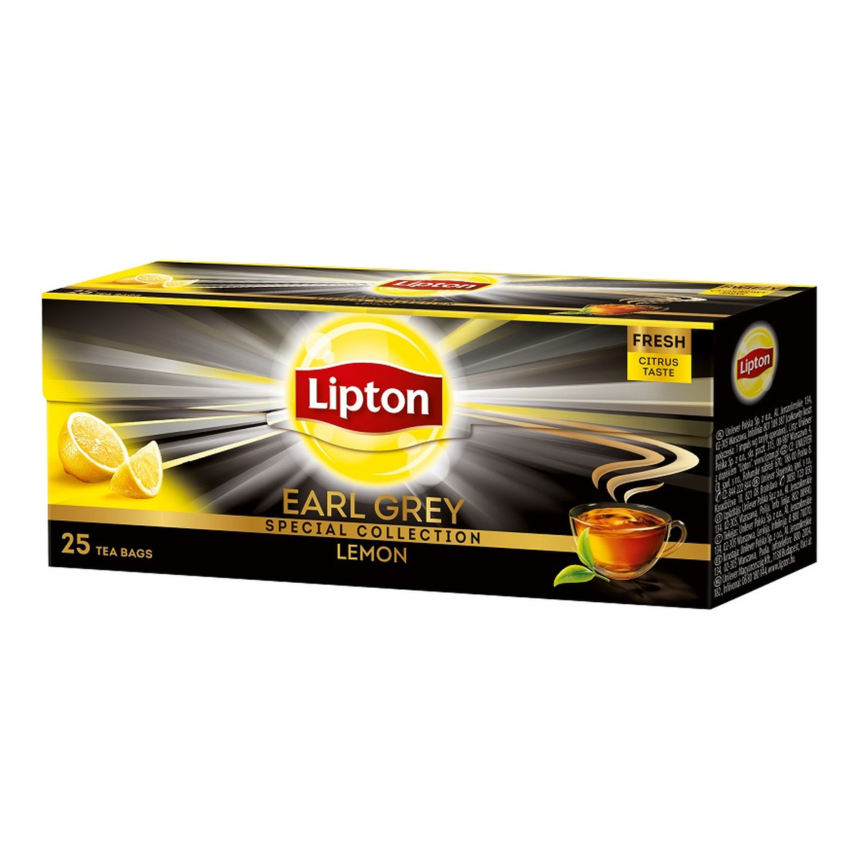 Lipton Earl Grey Lemon herbata czarna Cytryna 25 torebek 35g