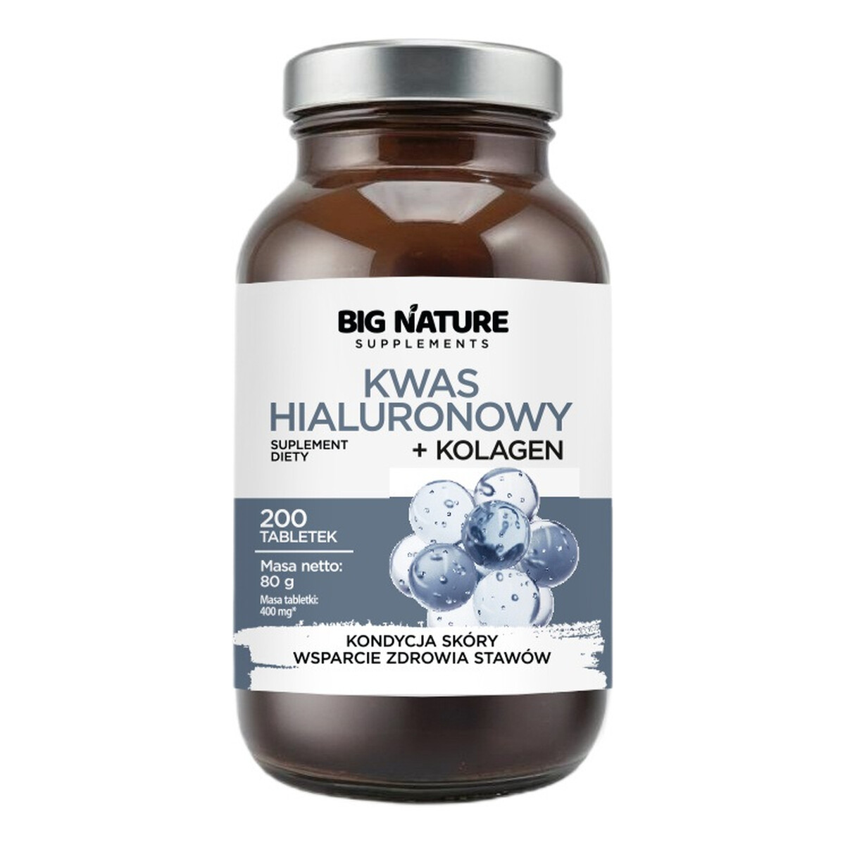 Big Nature Kwas hialuronowy + kolagen suplement diety 200 tabletek