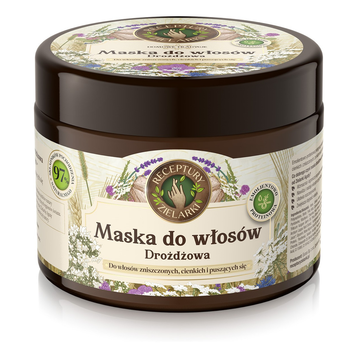 Receptury Zielarki Domowe Tradycje maska drożdżowa do włosów zniszczonych,cienkich i puszących się 300ml