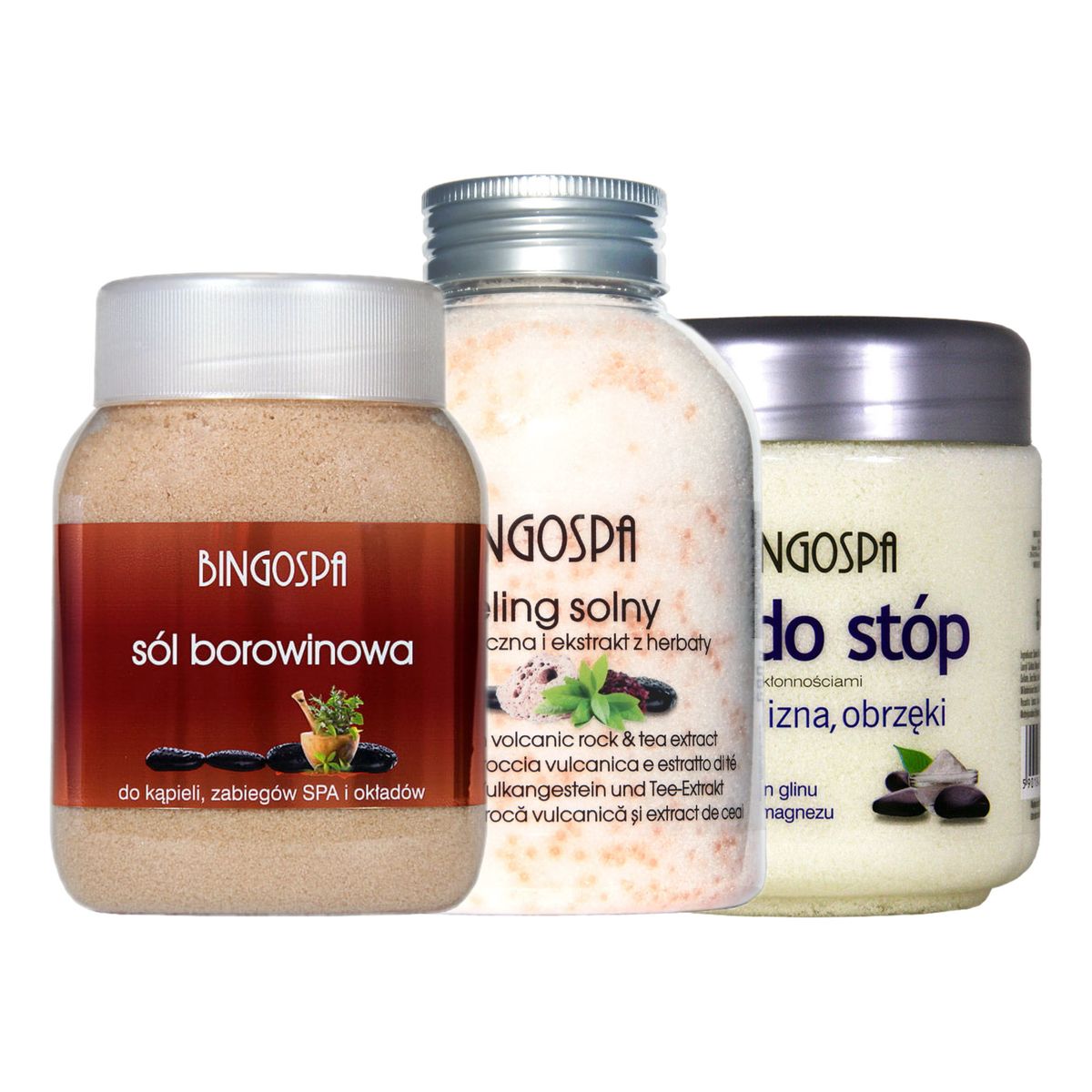 BINGOSPA Sól do stóp opuchlizna i obrzęki + sól borowinowa do kąpieli + peeling solny