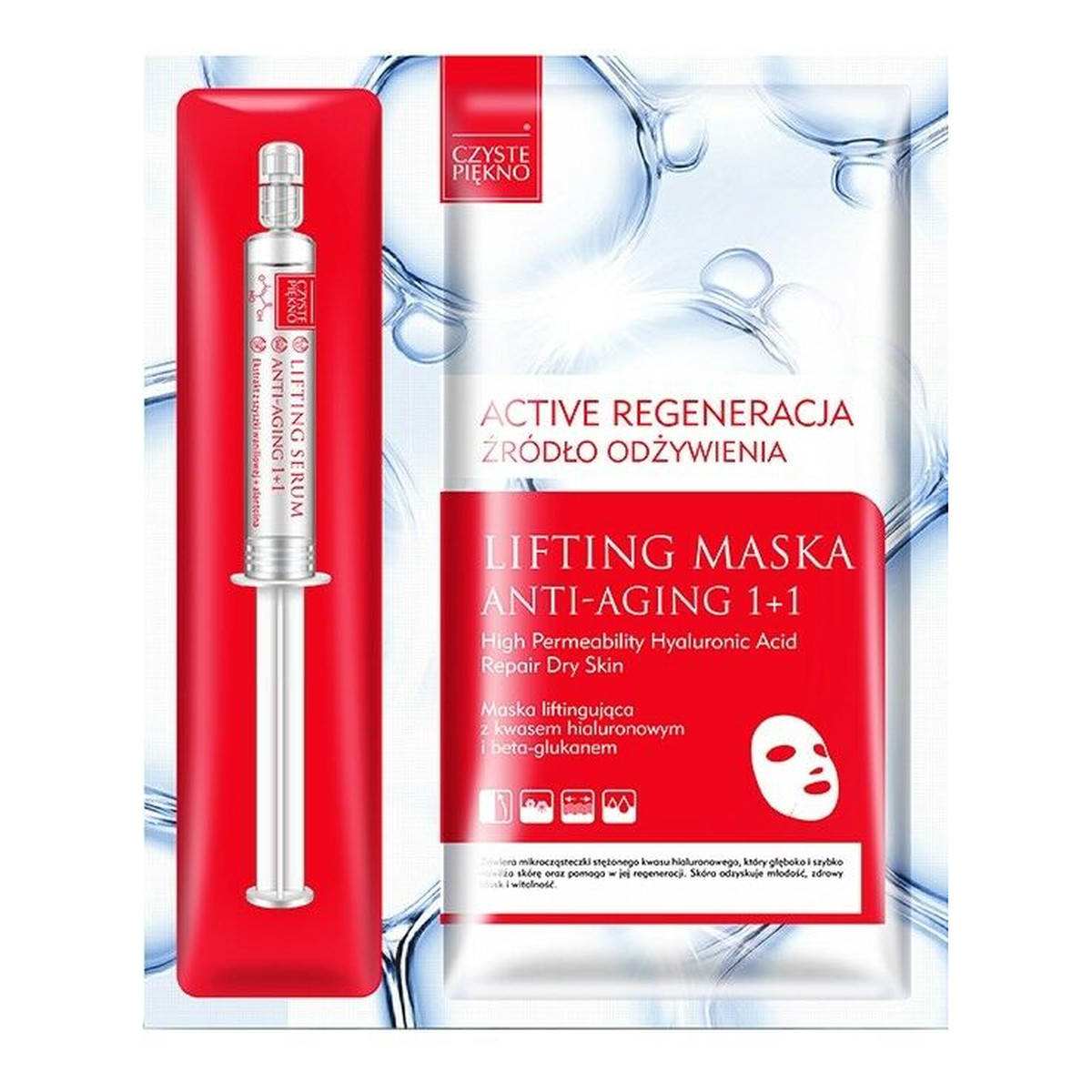 Estetica Czyste Piękno LIFTING maska ANTI-AGING + serum, 30 g + kwas hialuronowy 5ml