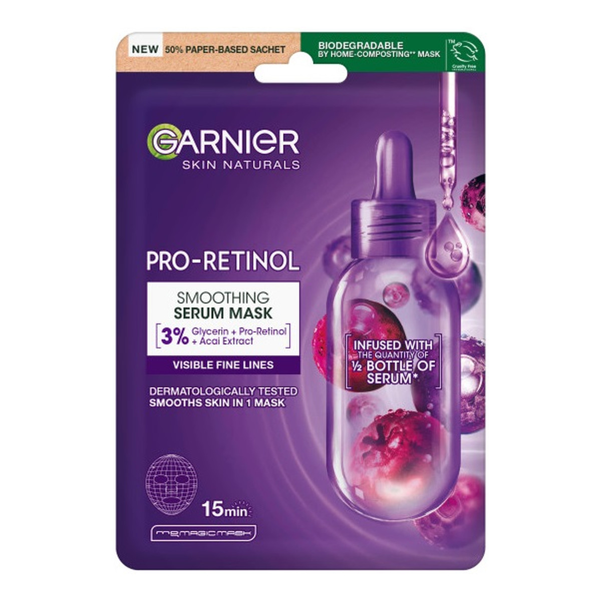 Garnier Pro-retinol wygładzająca serum-maska na tkaninie 22g