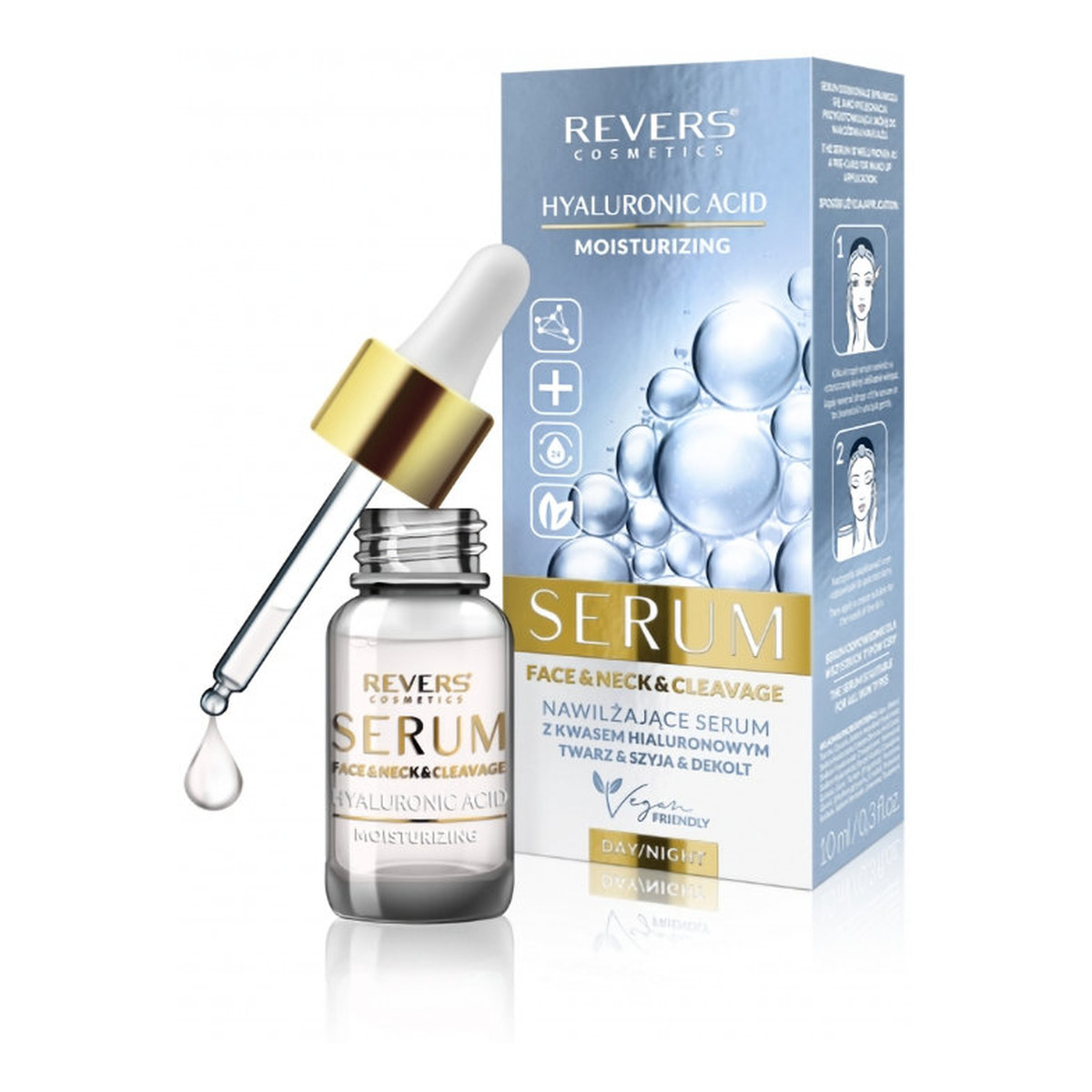 Revers Nawilżające Serum z kwasem hialuronowym do twarzy szyi i dekoltu 10ml