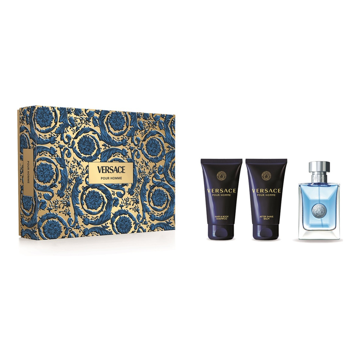 Versace Pour Homme Zestaw woda toaletowa spray 50ml + balsam po goleniu 50ml + żel pod prysznic 50ml