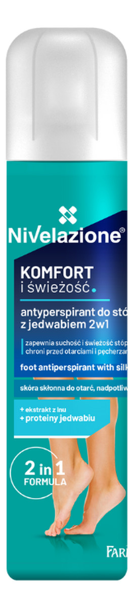 Antyperspirant do stóp z jedwabiem 2w1