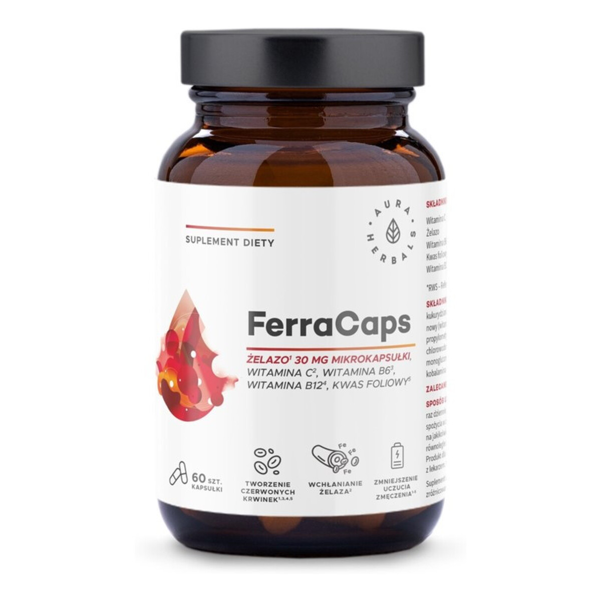 Aura Herbals FerraCaps żelazo 30 mg 60 kapsułek 30mg