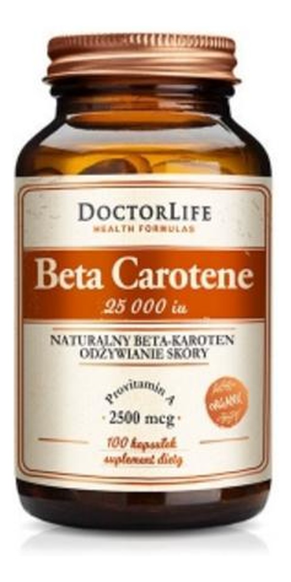 Beta Carotene 25000iu naturalny beta-karoten suplement diety 100 kapsułe