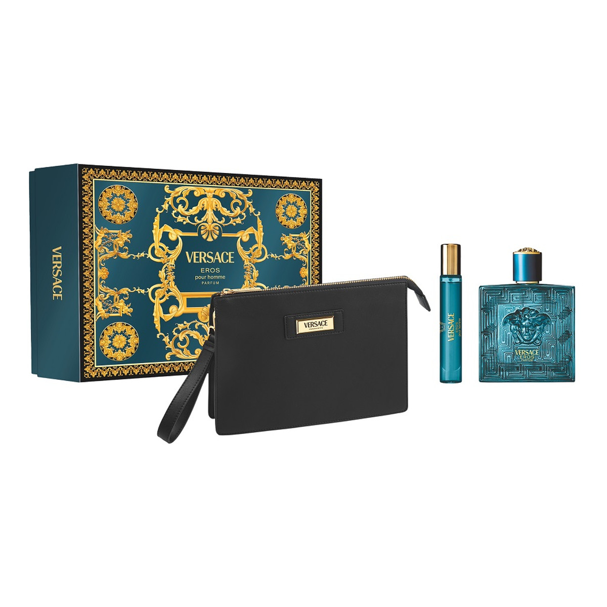 Versace Eros Pour Homme zestaw perfumy spray 100ml + perfumy spray 10ml + kosmetyczka