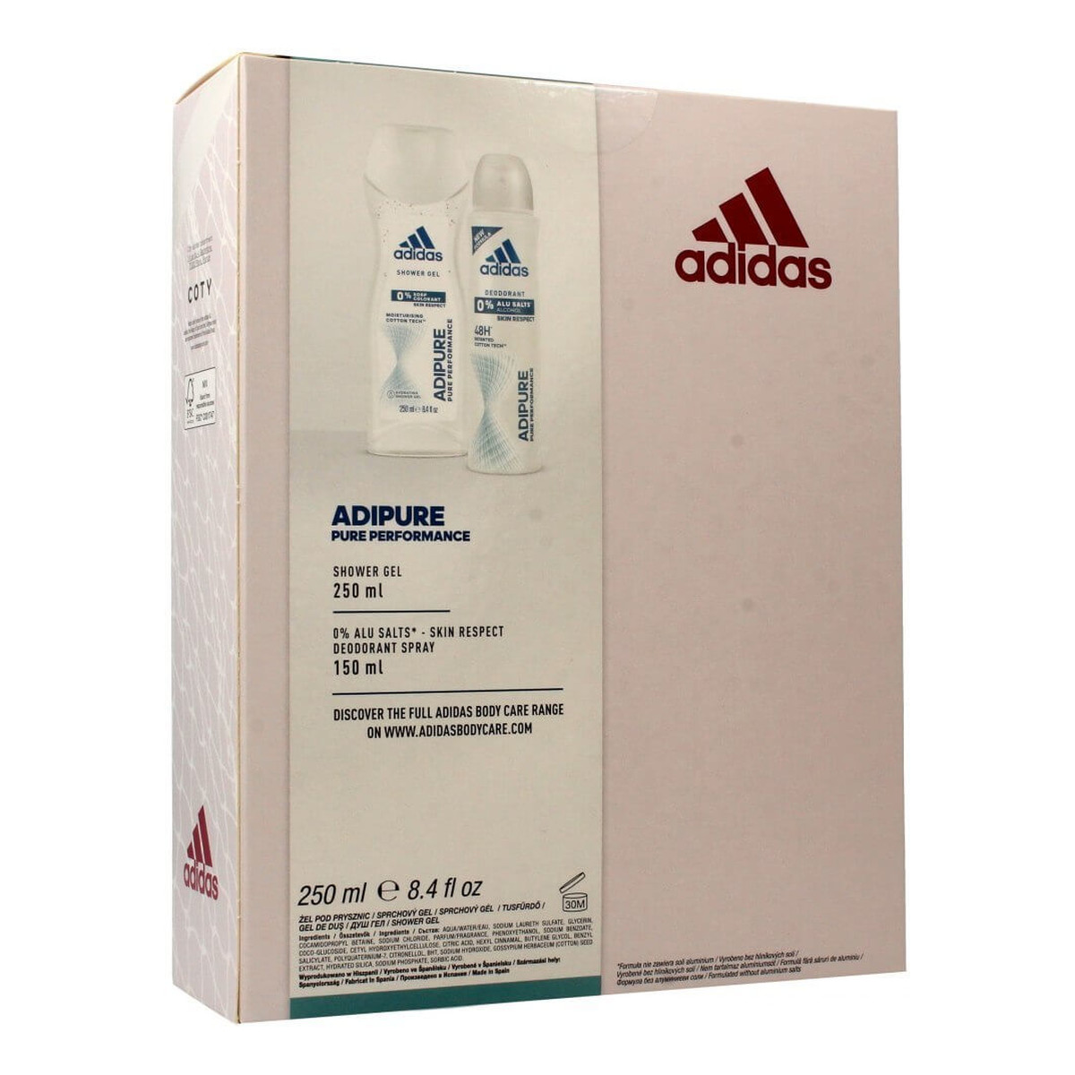 Adidas Adipure Women Zestaw prezentowy (dezodorant 150ml+żel pod prysznic 250ml) 250ml