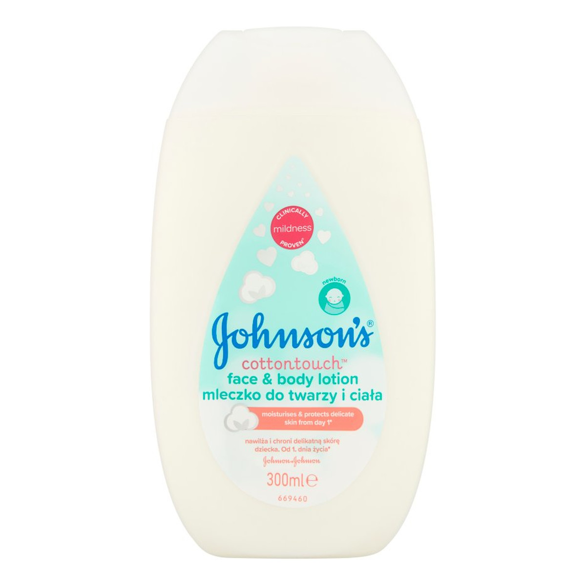 Johnson & Johnson Baby Cotton Touch Mleczko do twarzy i ciała dla dzieci 300ml