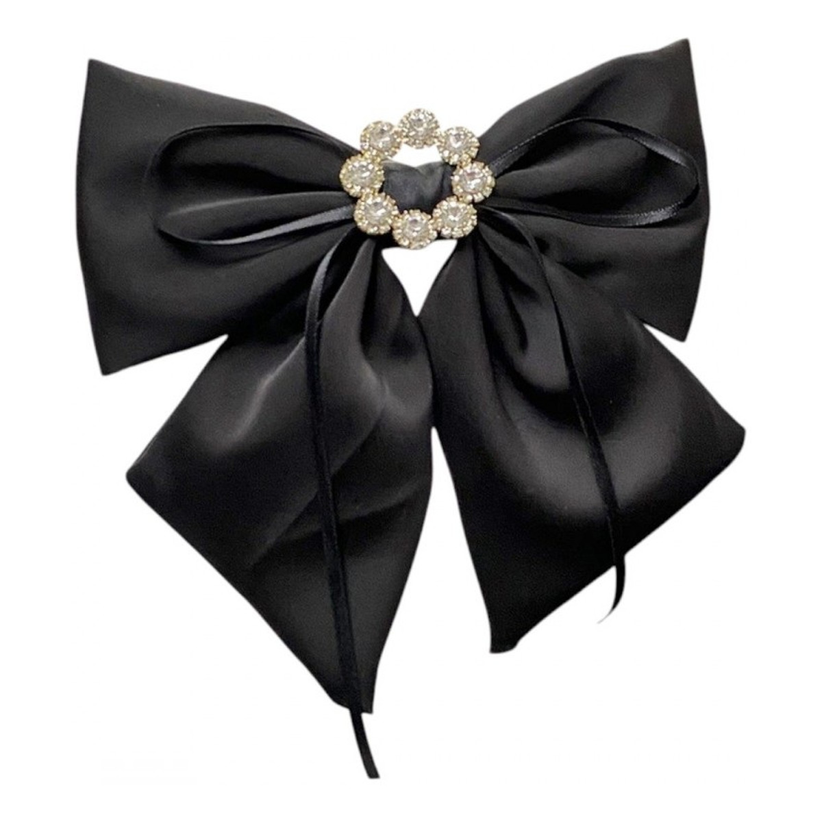 Ecarla Spinka do włosów kokarda z diamencikami czarna xl sp441cz