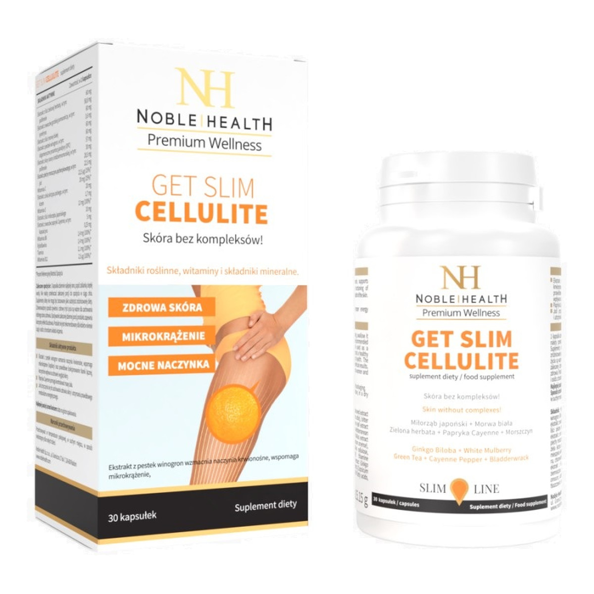 Noble Health Get slim cellulite suplement diety wspomagający spalanie tłuszczu 30 kapsułek