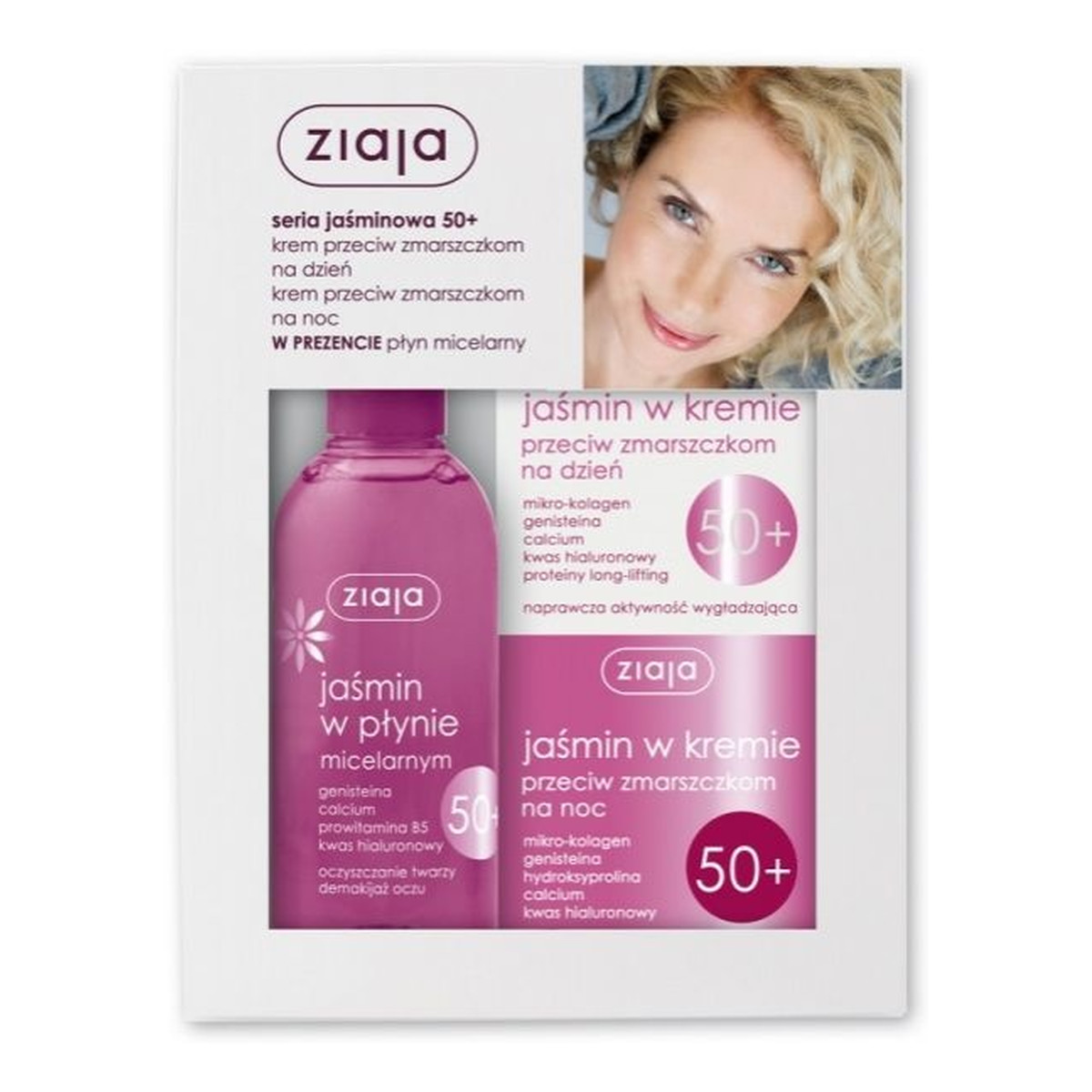 Ziaja Jaśmin Zestaw Jaśmin w Kremie Na Dzień & Jaśmin w Kremie Na Noc & Jaśmin w Płynie Micelarnym 300ml