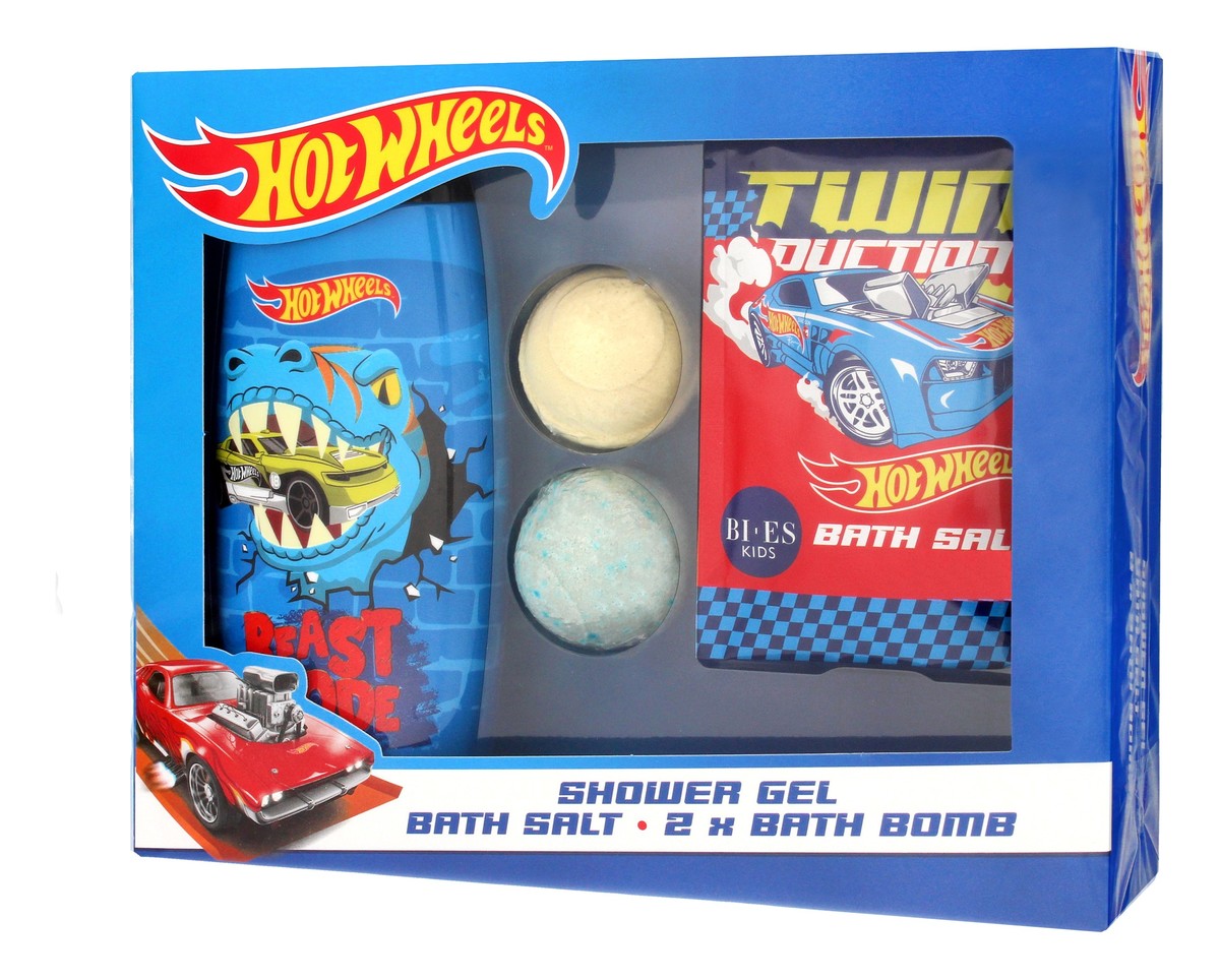 Zestaw prezentowy hot wheels (żel pod prysznic 250ml+sól do kąpieli 30g+kula do kąpieli 2x50g)