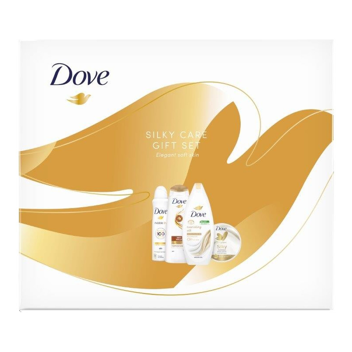 Dove Silky Care Zestaw prezentowy deo spray + żel pod prysznic + krem do ciała + szampon