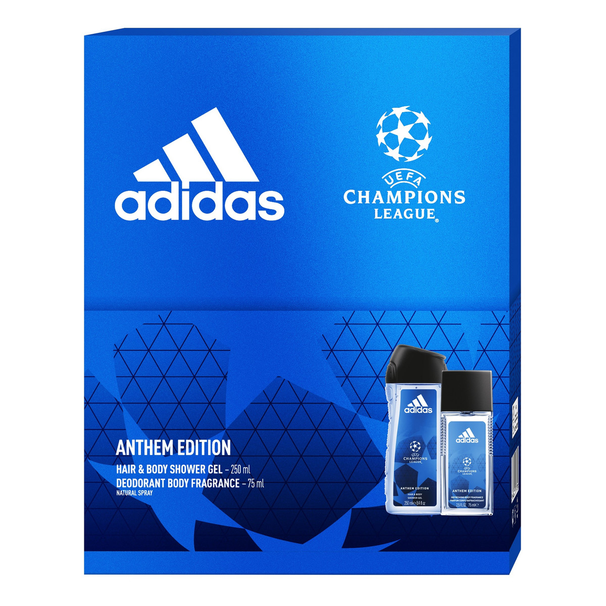 Adidas UEFA Anthem Edition Men Zestaw prezentowy deo atomizer 75ml+żel pod prysznic 250ml