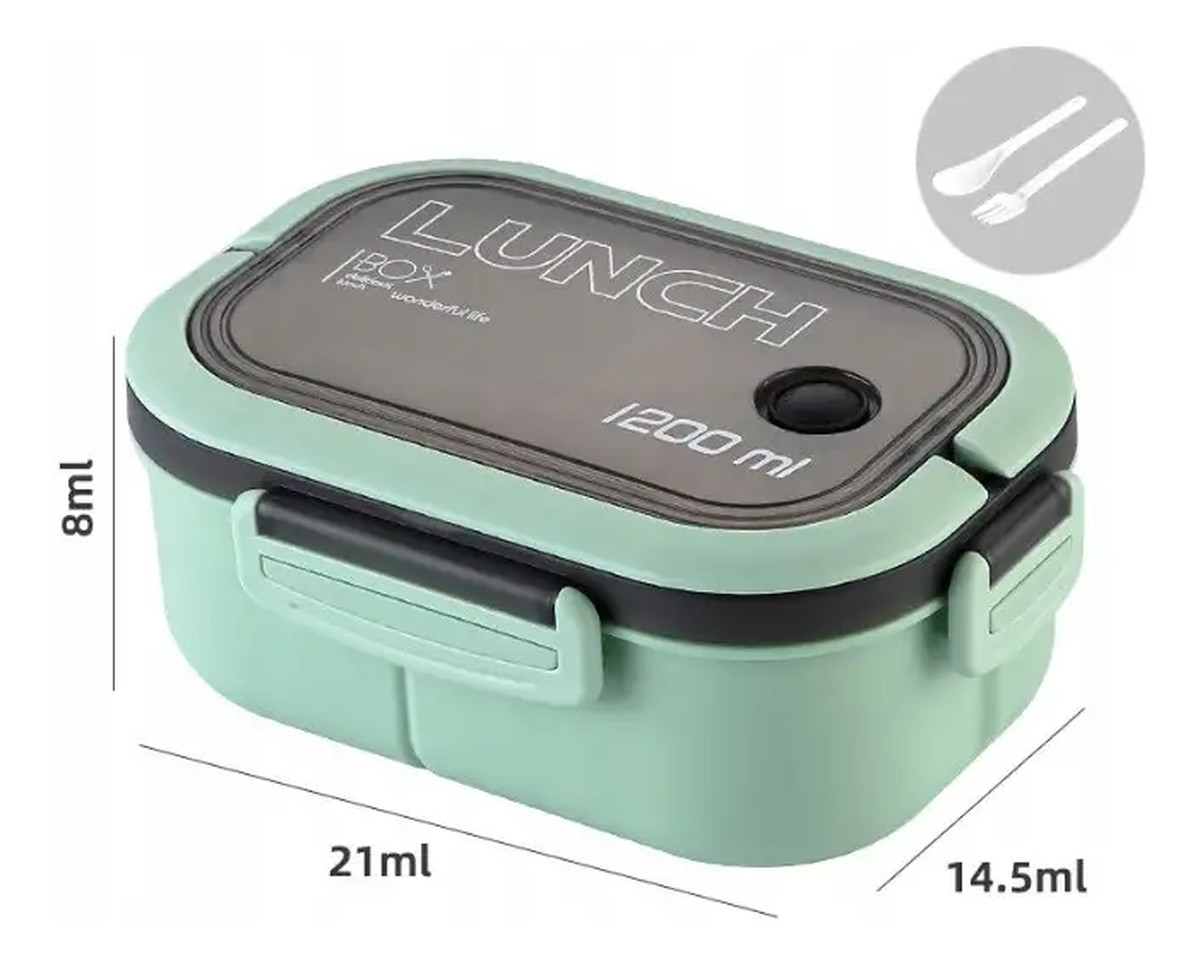 Śniadaniówka LUNCH BOX ze sztućcami 21 x 14,5 x 8cm mięta PJM44M