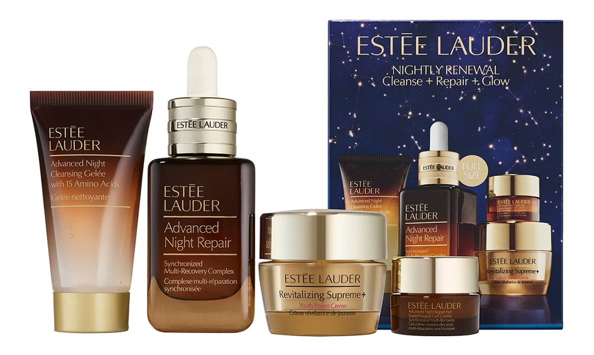 Zestaw żel oczyszczający do twarzy na noc 30ml + serum naprawcze 50ml + rewitalizujący krem do twarzy 15ml + krem pod oczy 5ml