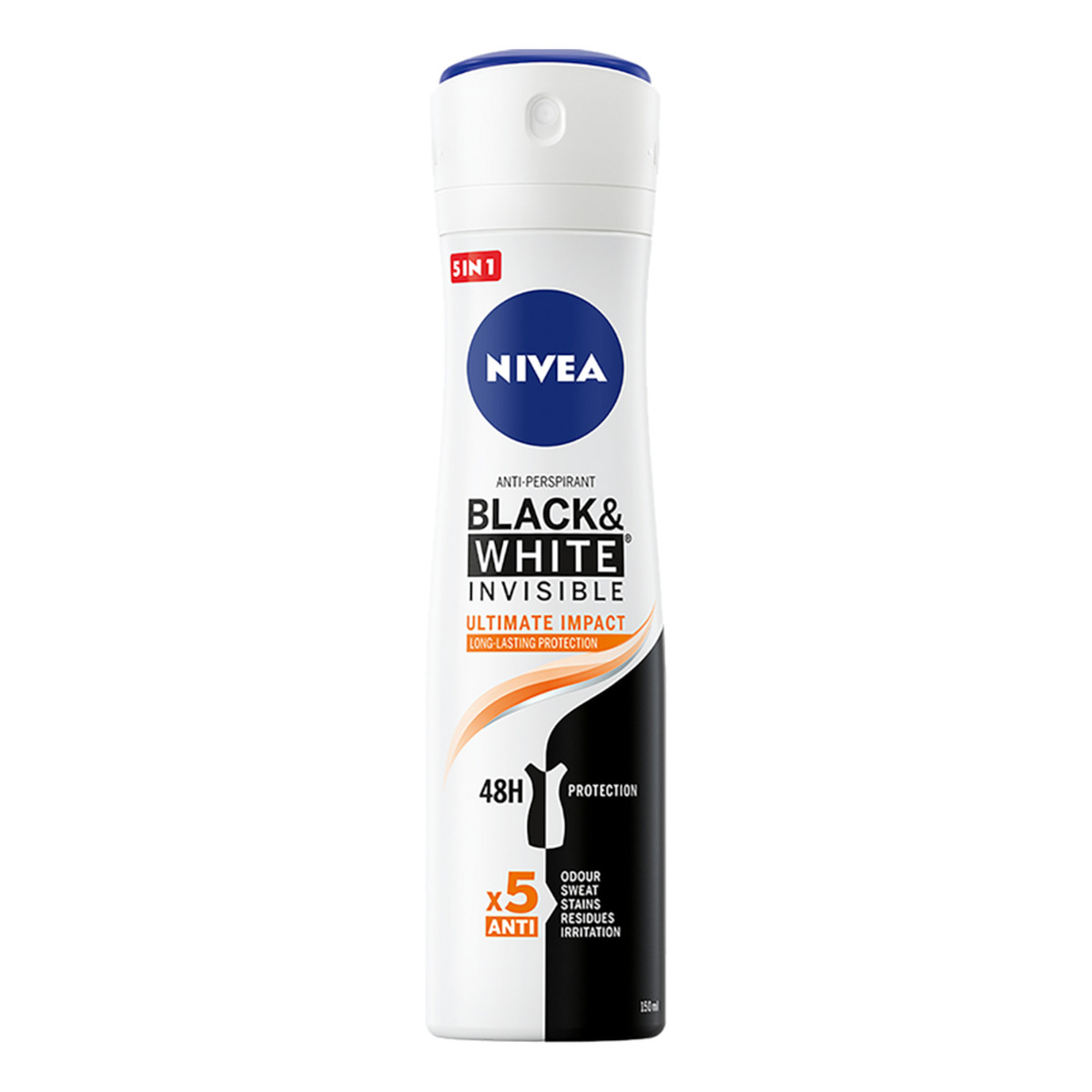 Nivea Black & White Antyperspirant w sprayu Invisible impact dla kobiet 150ml