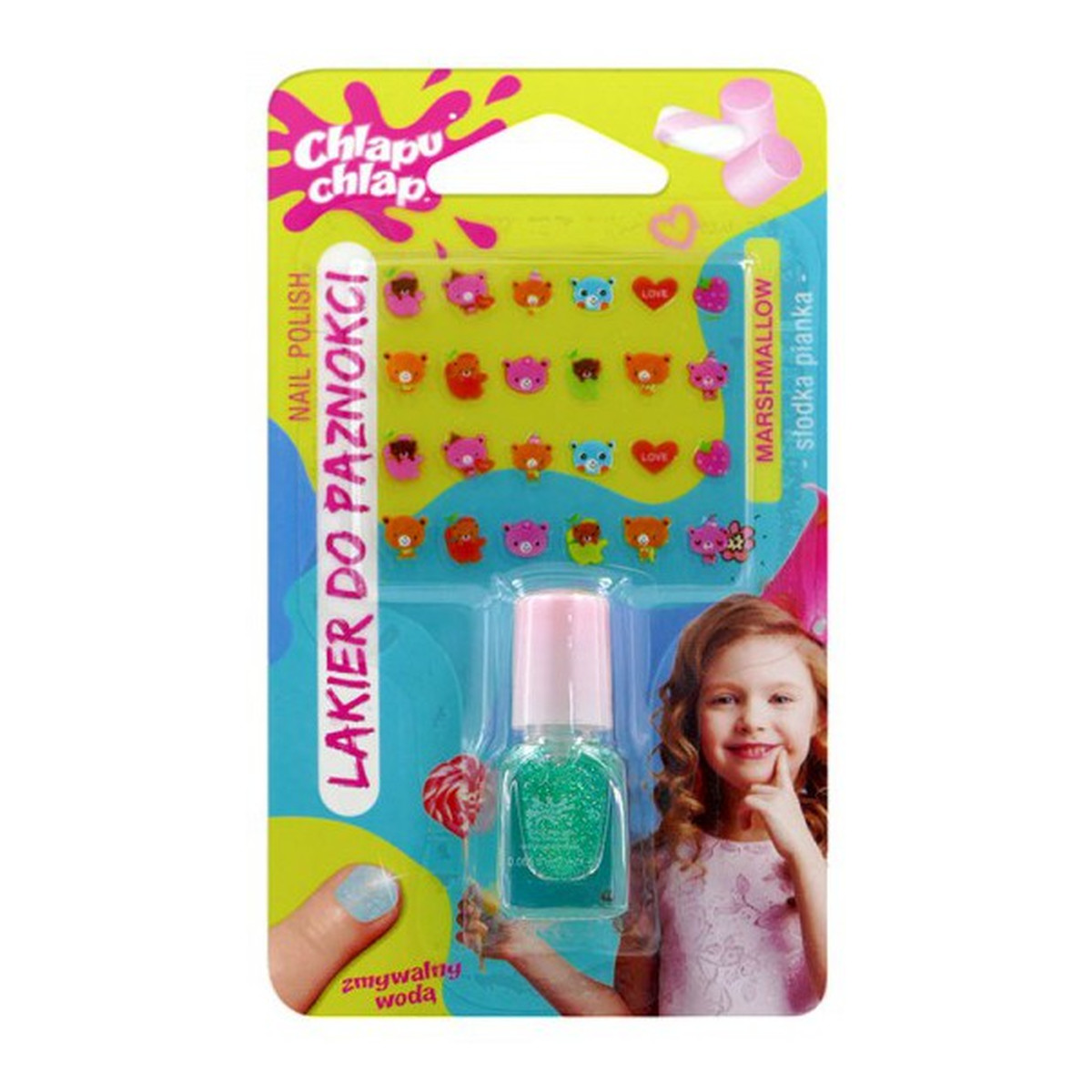 Chlapu Chlap Słodka Pianka Lakier Do Paznokci Zmywalny Wodą z Naklejkami 2ml