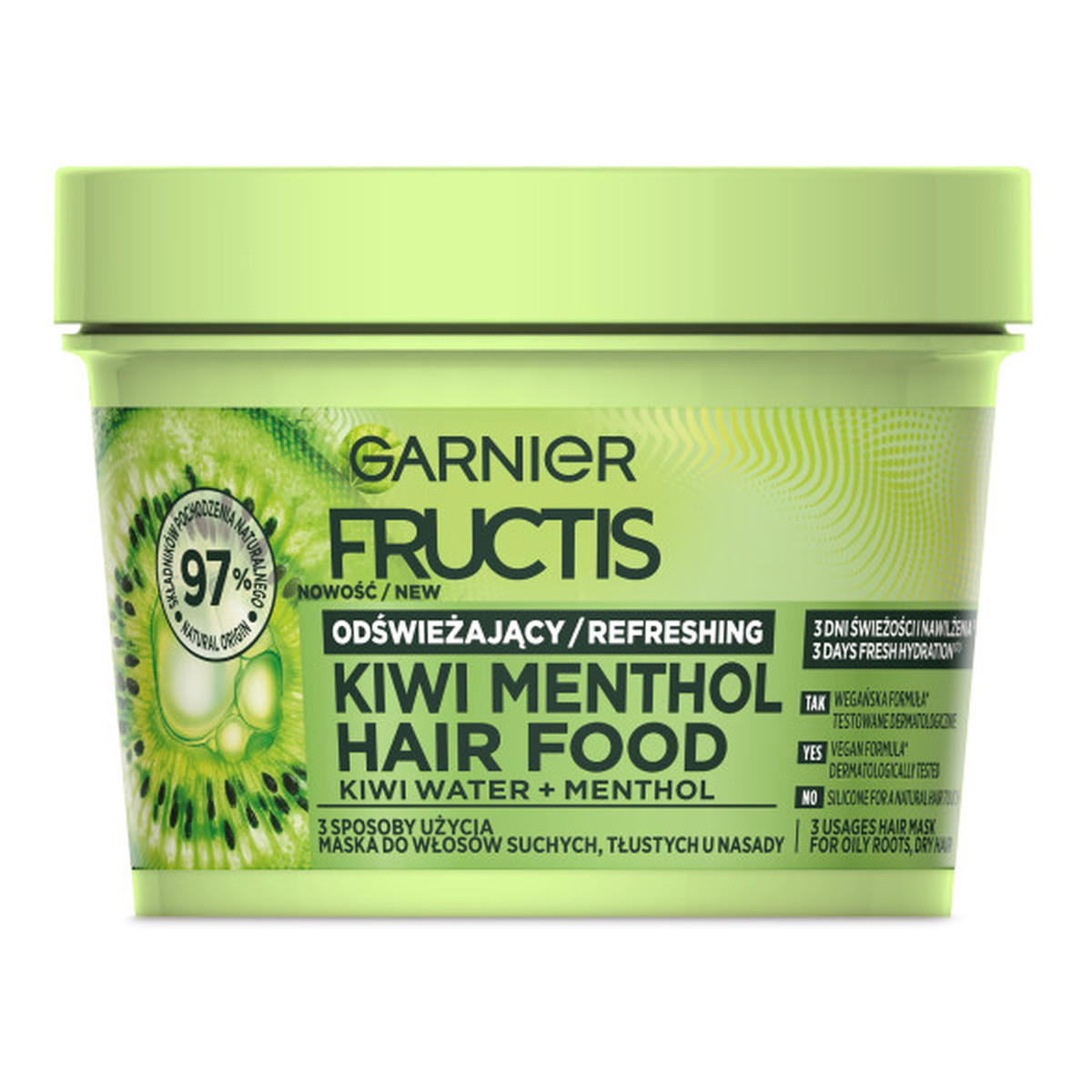 Garnier Fructis hair food kiwi menthol maska do włosów suchych i tłustych u nasady 400ml