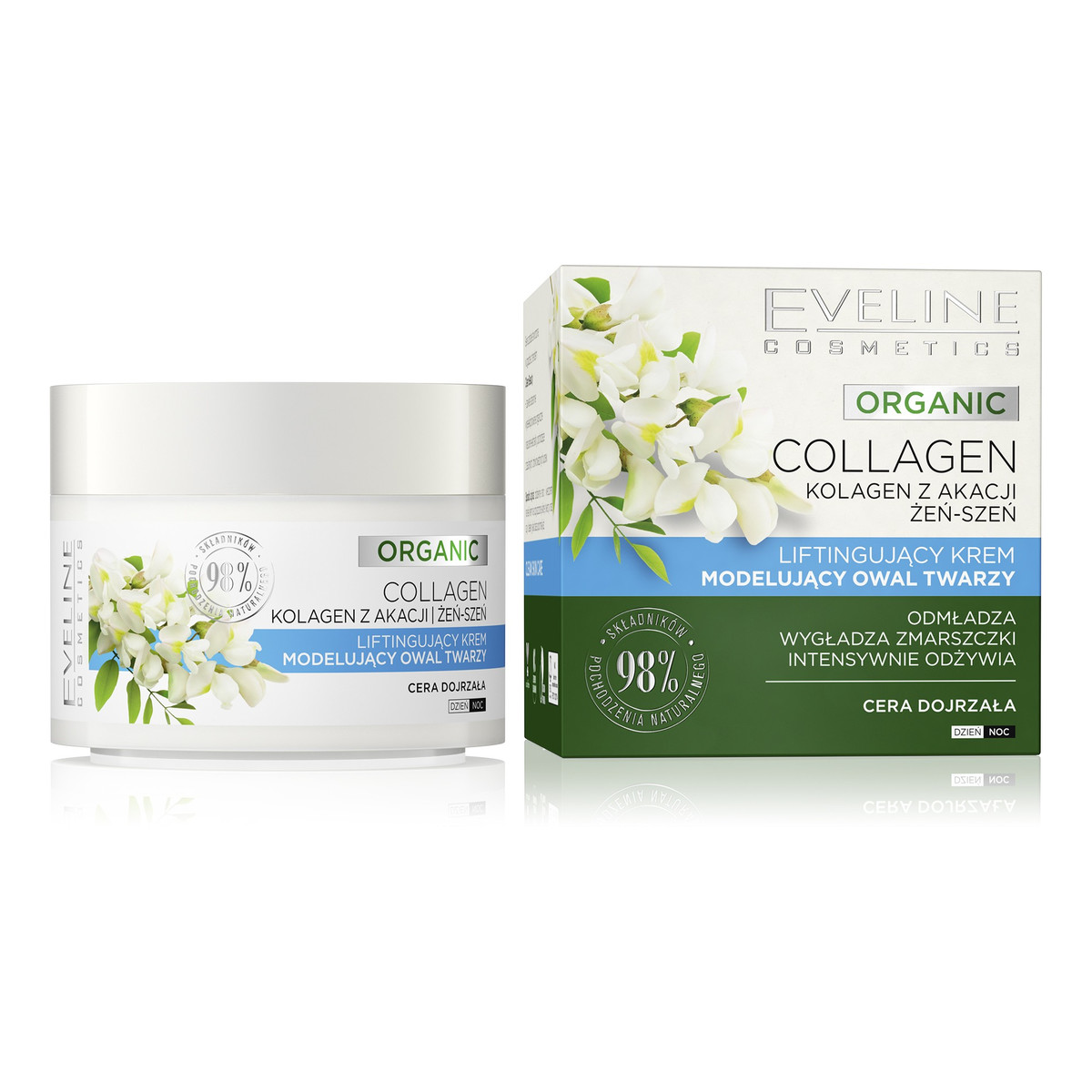 Eveline Organic Collagen Liftingujący Krem modelujący owal twarzy na dzień i noc - cera dojrzała 50ml