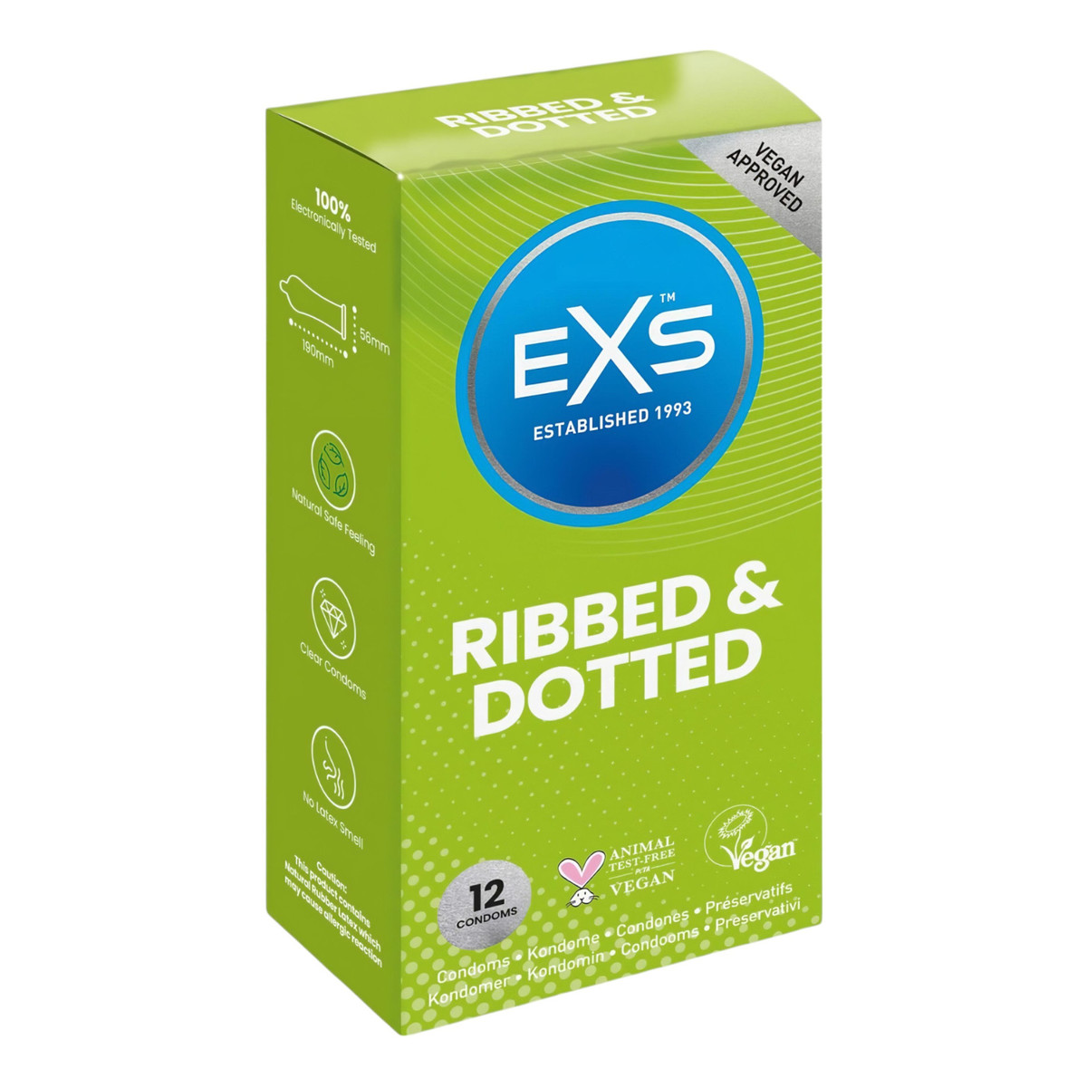 EXS Comfy fit ribbed & dotted condoms prążkowane prezerwatywy z wypustkami 12szt.