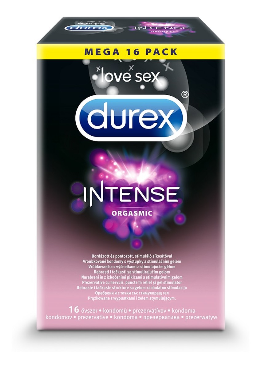 Intense Orgasmic prążkowane prezerwatywy z wypustkami i żelem stymulującym 16szt