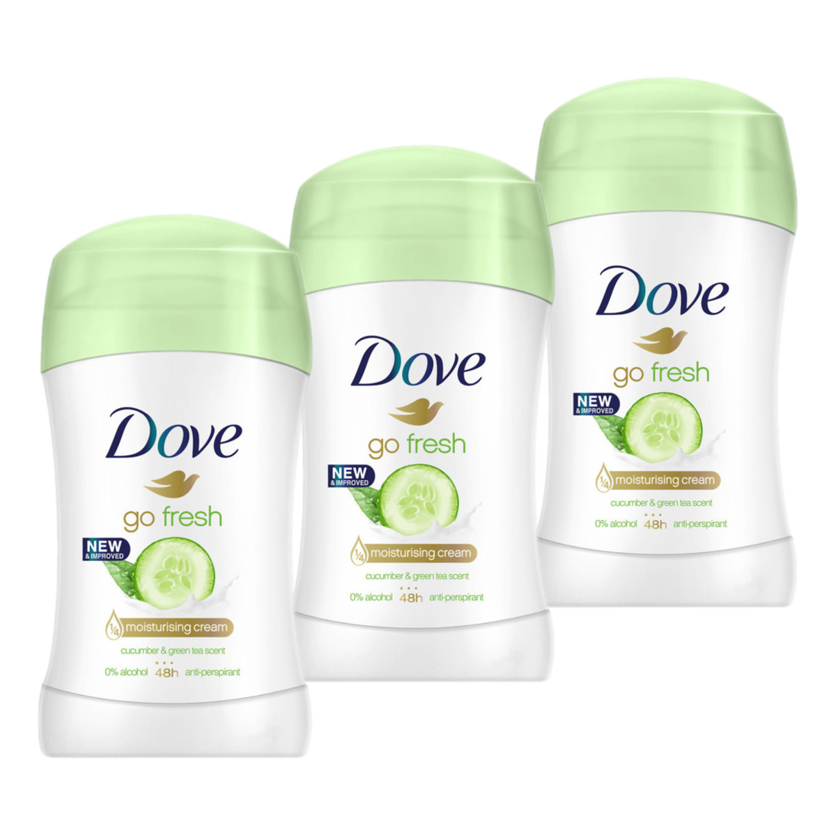 Dove Go Fresh Cucumber 48h Antyperspirant sztyft damski 3szt.