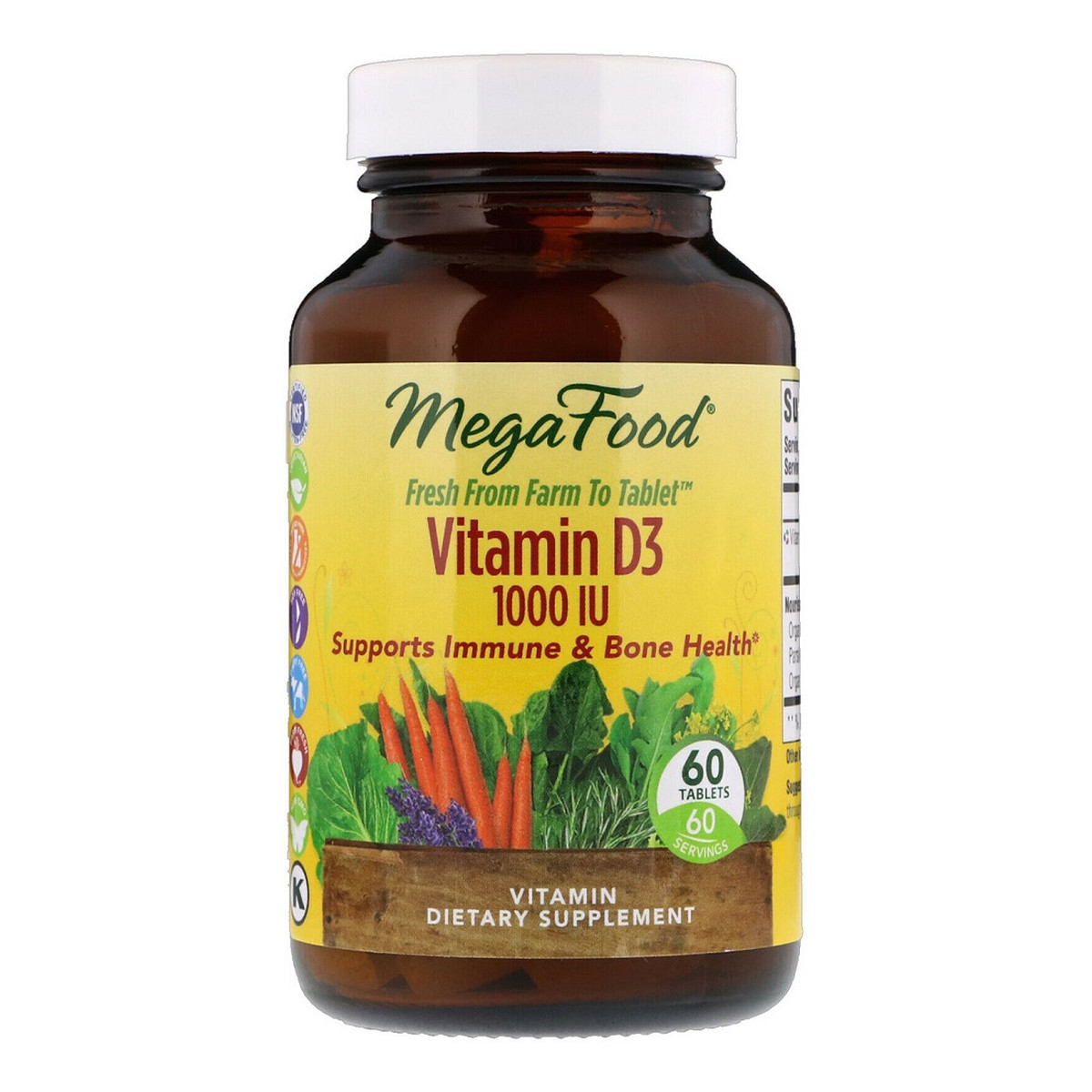 Mega Food Vitamin d3 1000 iu witamina d3 suplement diety 60 tabletek