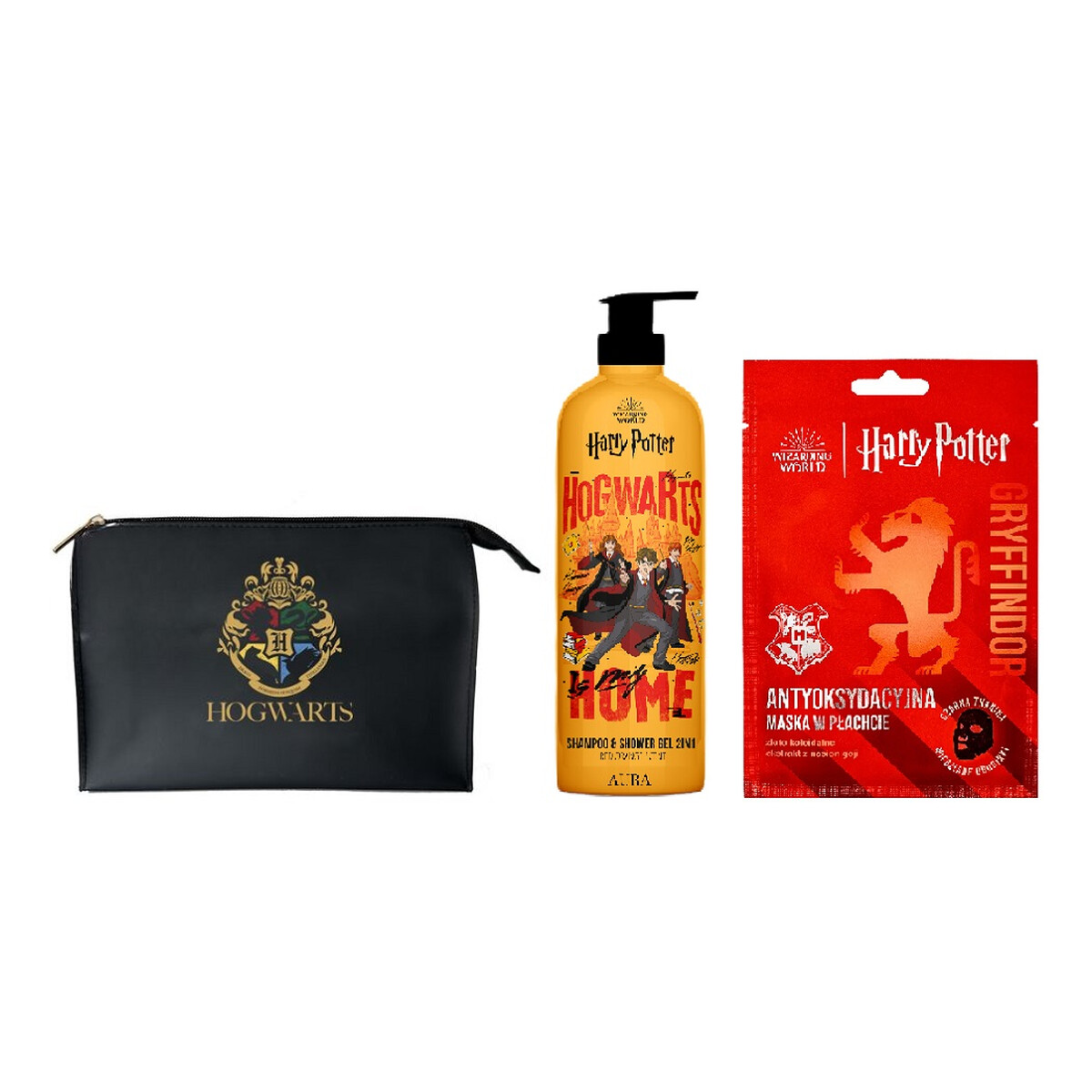 Aura Harry Potter Zestaw żel pod prysznic 500ml + antyoksydacyjna maska w płachcie 20ml + kosmetyczka