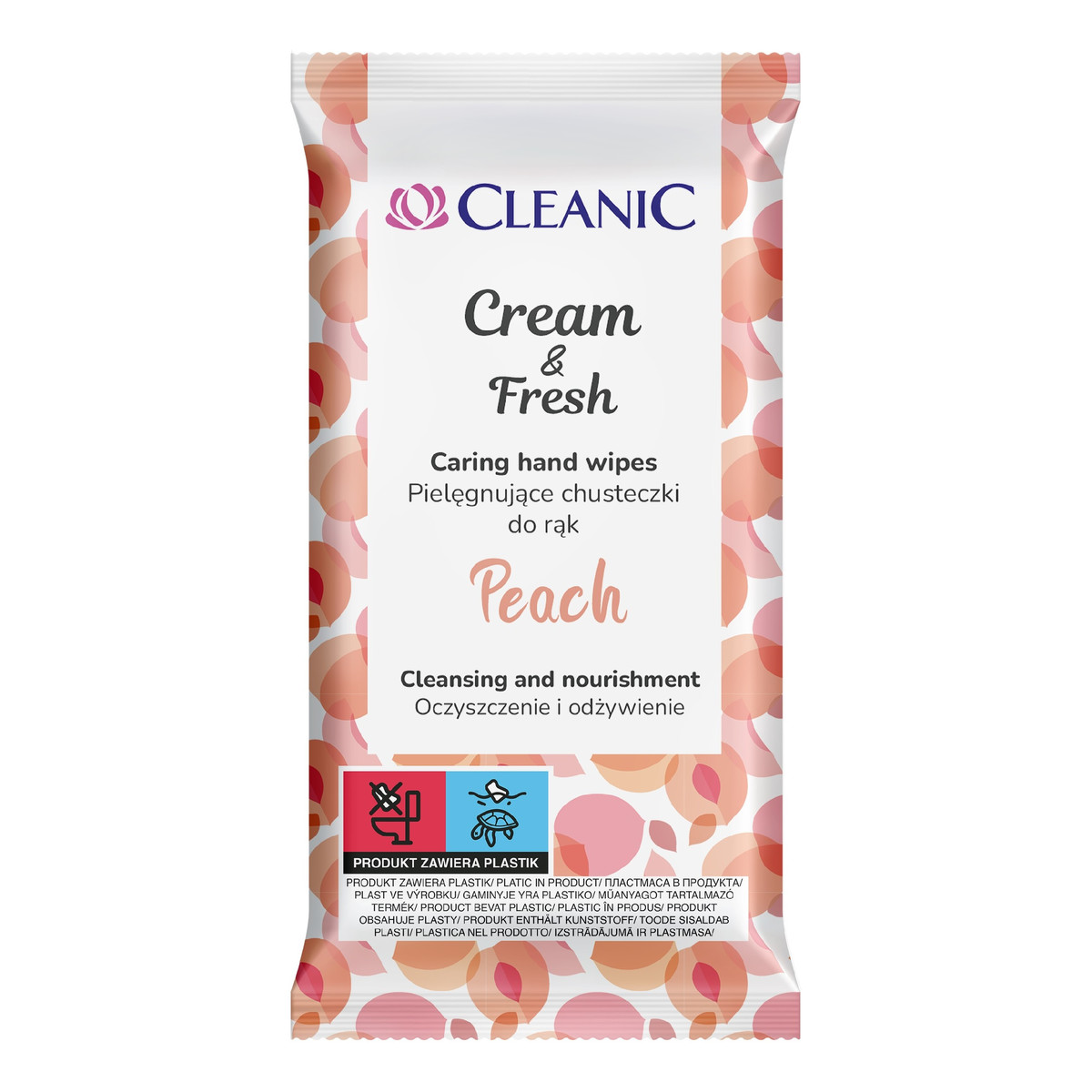 Cleanic pielęgnujące chusteczki do rąk cream & fresh-peach 1op-15szt