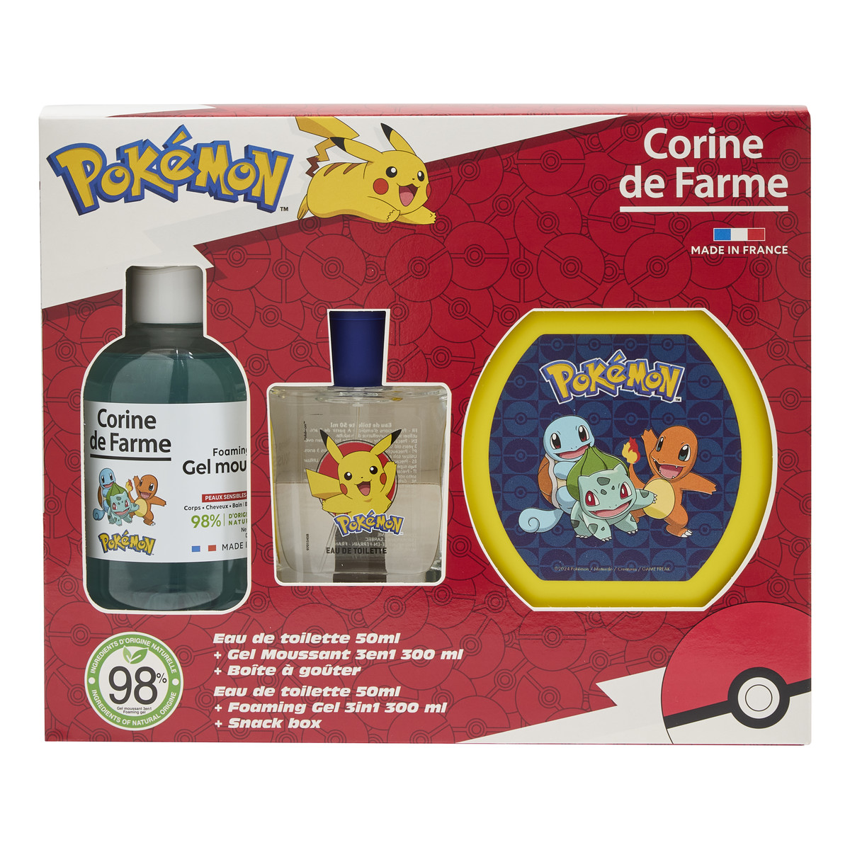 Forte Sweeden Corine de Farme Zestaw prezentowy Pokemon (woda toaletowa 30ml + żel pieniący 3w1 300ml + pudełko na przekąski)