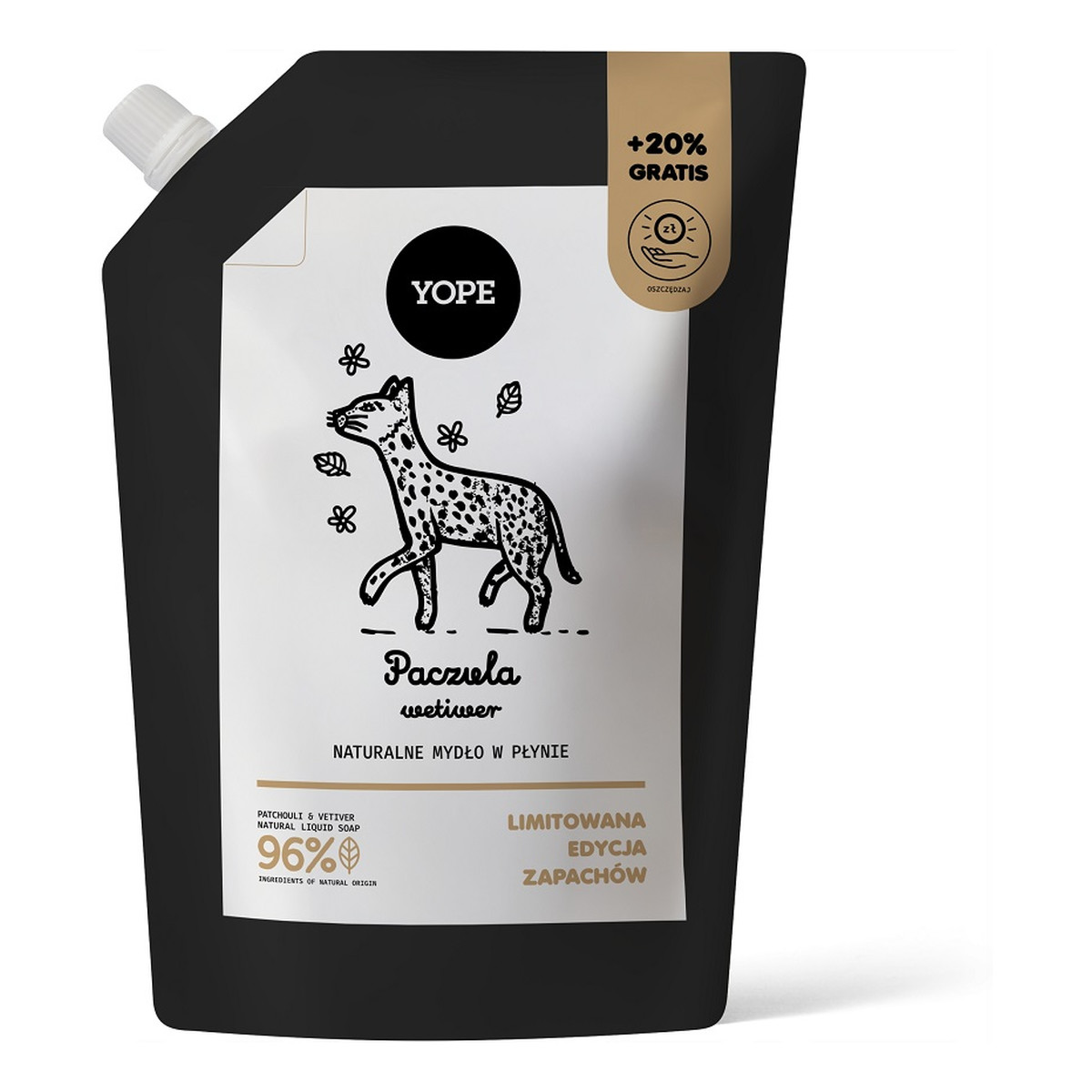 Yope Naturalne Mydło w płynie refill paczula wetiwer 600ml