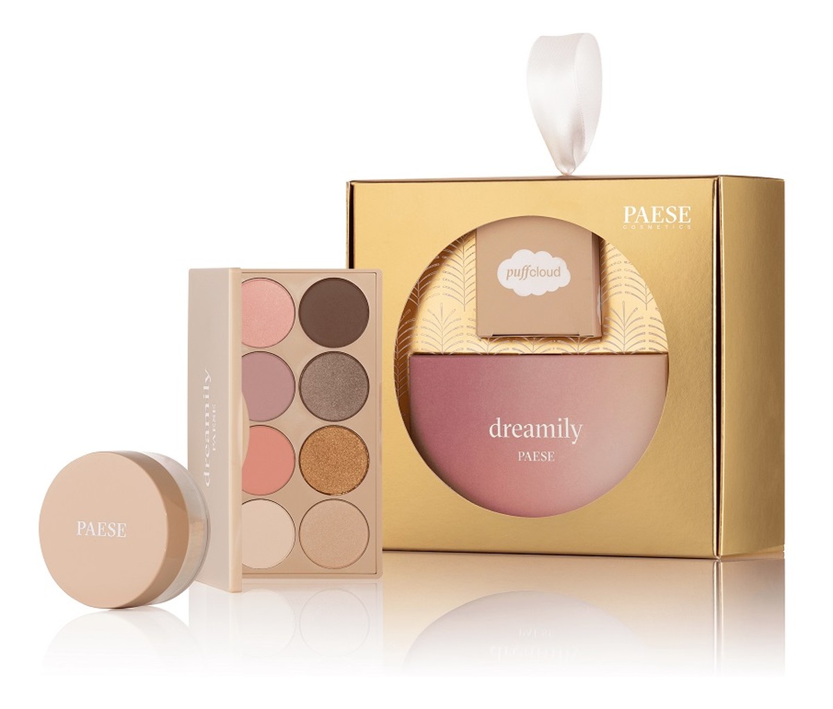 Zestaw dreamily paleta cieni do powiek 12g + puff cloud puder pod oczy 5.3g
