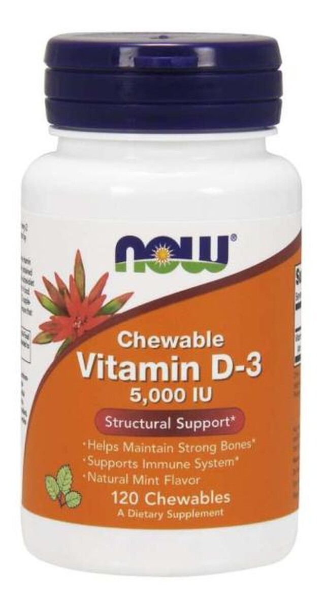 Now_witamina d3 5000iu suplement diety do ssania 120 pastylek